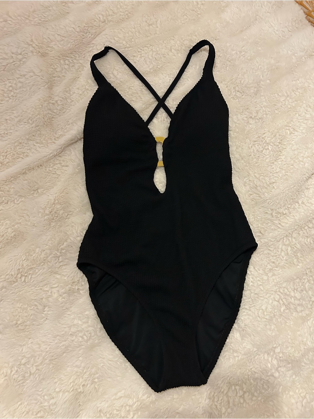Bleu Rod Beattie Black One-Piece Swimsuit with Crisscross Straps